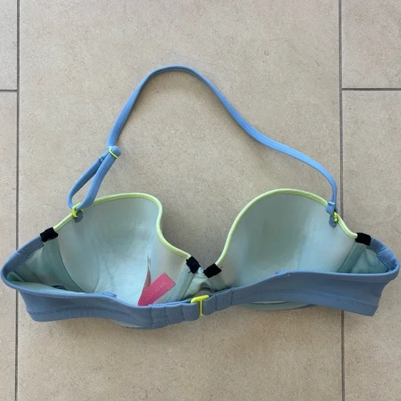 Victorias Secret The Flirt Bandeau Bikini Top in Blue/Green Colourblock Size 34B - Picture 3 of 6
